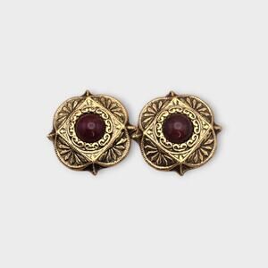 Red Burgundy Gold Victorian Style Vintage Earrings – 1928 Brand Jewelry